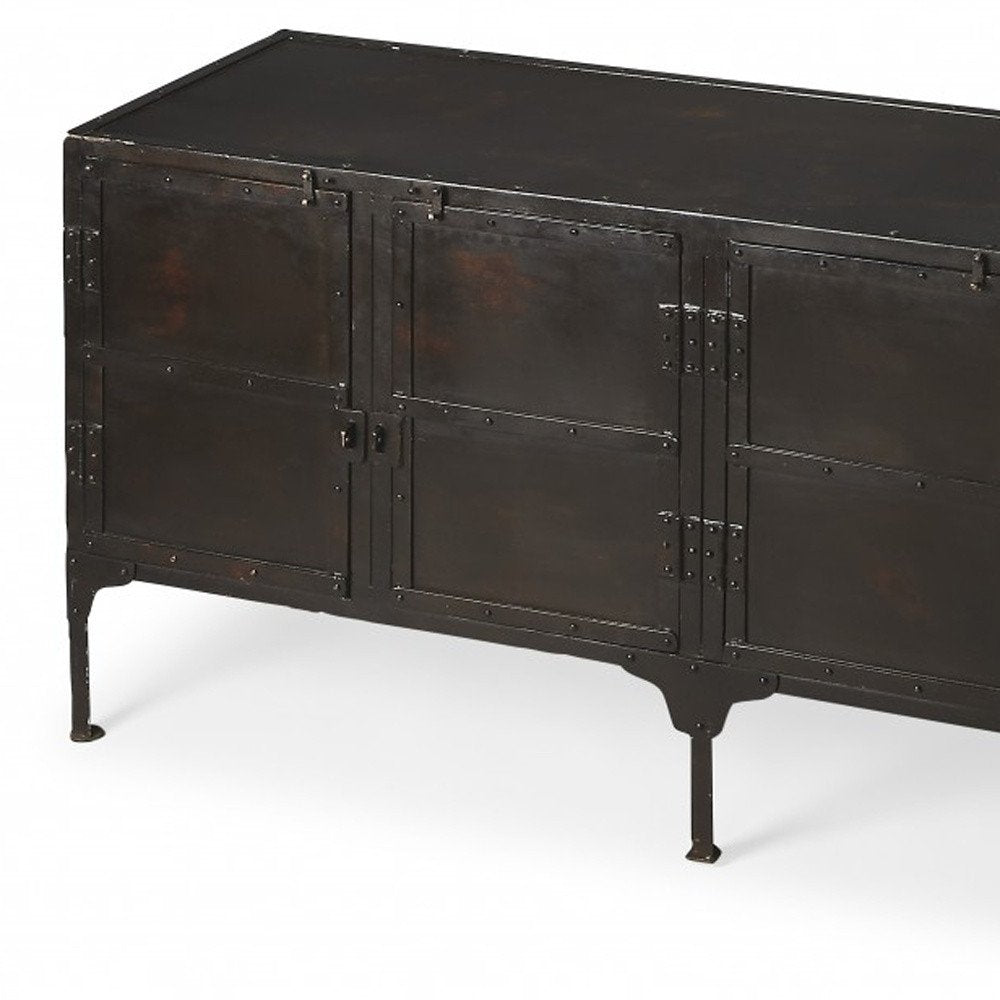 62" Black Iron Sideboard Console Cabinet