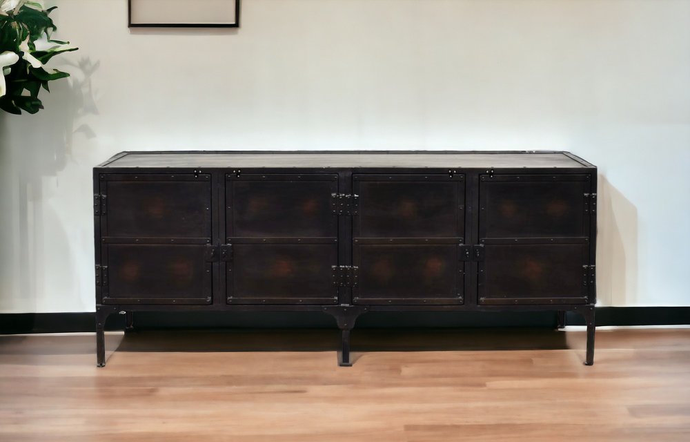 62" Black Iron Sideboard Console Cabinet