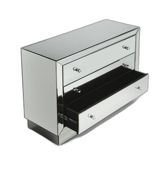 42" Clear Glass Three Drawer Dresser