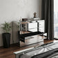 42" Clear Glass Three Drawer Dresser