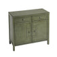 31" Green Solid Wood Two Drawer Sideboard with Two Doors