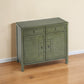 31" Green Solid Wood Two Drawer Sideboard with Two Doors