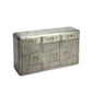 55" Silver Steel Console Accent Cabinet With Three Drawers