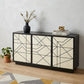 59" Natural and Black Sideboard with Three Doors