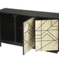 59" Natural and Black Sideboard with Three Doors