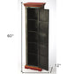 60" Red Blue and Gold Hand Painted Accent Cabinet