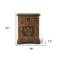 18" Dark Brown Solid Wood Frame Accent Cabinet With Two Drawers