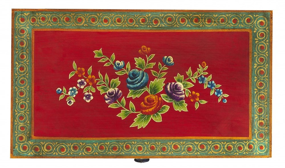 21" Blue and Green Solid Wood Seven Drawer Standard Chest