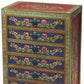 21" Blue and Green Solid Wood Seven Drawer Standard Chest