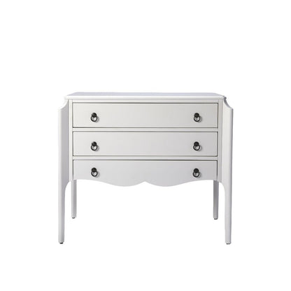 34" White Wood Three Drawer Dresser