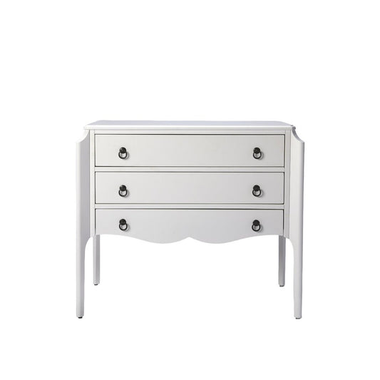 34" White Wood Three Drawer Dresser