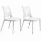 Set of Two White And Silver Upholstered Faux Leather Dining Side Chairs