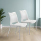Set of Two White And Silver Upholstered Faux Leather Dining Side Chairs