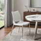 Set of Two White And Silver Upholstered Faux Leather Dining Side Chairs