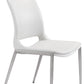 Set of Two White And Silver Upholstered Faux Leather Dining Side Chairs