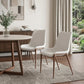 Set of Two White and Brown Upholstered Faux Leather Dining Side Chairs