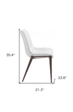 Set of Two White and Brown Upholstered Faux Leather Dining Side Chairs