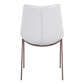 Set of Two White and Brown Upholstered Faux Leather Dining Side Chairs