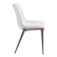 Set of Two White and Brown Upholstered Faux Leather Dining Side Chairs