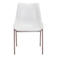 Set of Two White and Brown Upholstered Faux Leather Dining Side Chairs