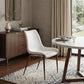 Set of Two White and Brown Upholstered Faux Leather Dining Side Chairs