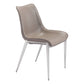 Set of Two Gray And Silver Upholstered Faux Leather Dining Side Chairs