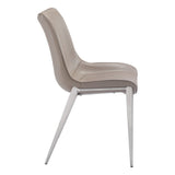 Set of Two Gray And Silver Upholstered Faux Leather Dining Side Chairs