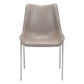 Set of Two Gray And Silver Upholstered Faux Leather Dining Side Chairs
