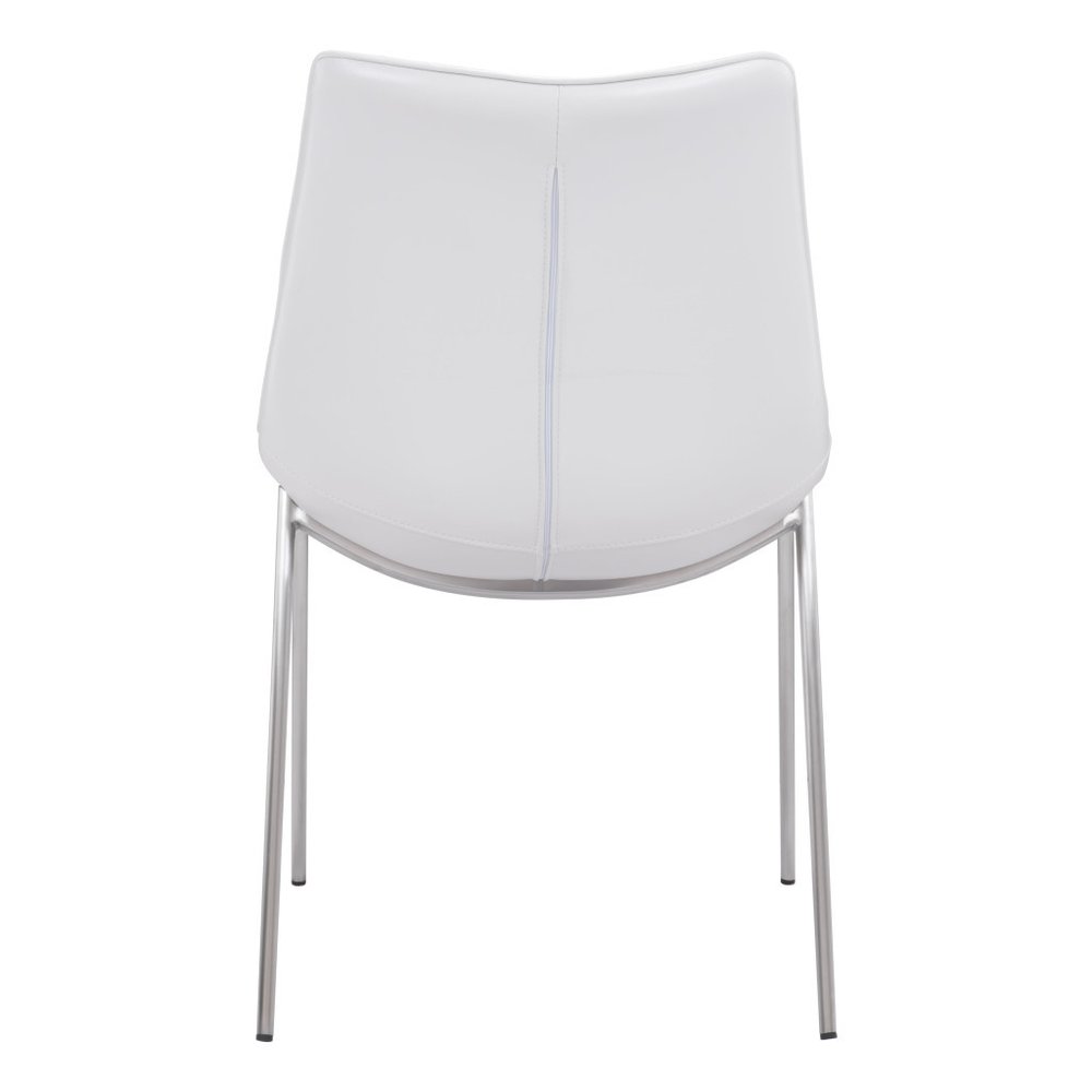 Set of Two White And Silver Upholstered Faux Leather Open Back Dining Side Chairs