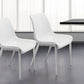 Set of Two White And Silver Upholstered Faux Leather Open Back Dining Side Chairs