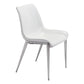 Set of Two White And Silver Upholstered Faux Leather Open Back Dining Side Chairs