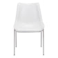 Set of Two White And Silver Upholstered Faux Leather Open Back Dining Side Chairs