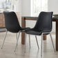 Set of Two Black and Silver Upholstered Faux Leather Dining Side Chairs