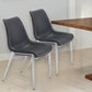 Set of Two Black and Silver Upholstered Faux Leather Dining Side Chairs