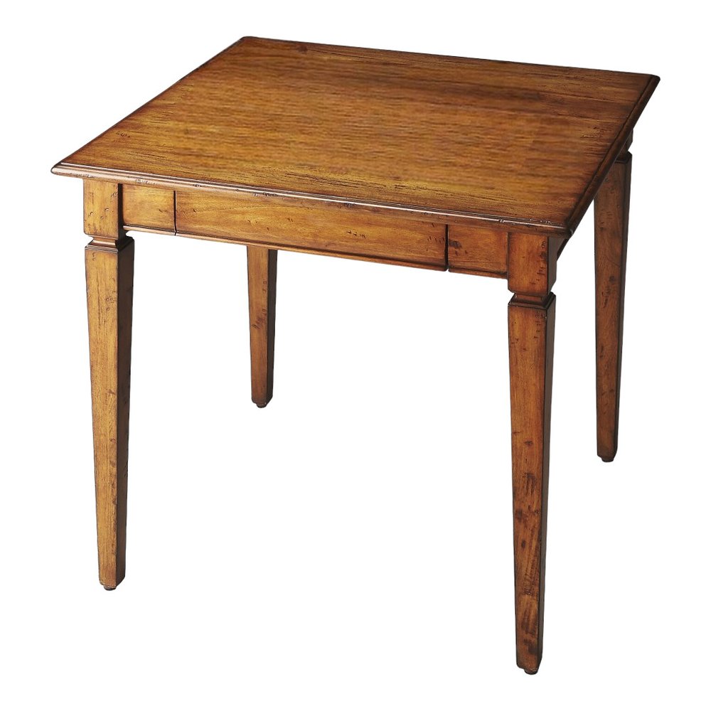30" Brown and Dark Brown Wood Square Coffee Table With Drawer