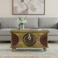 33" Brown and Green Wood Distressed Coffee Table