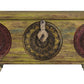 33" Brown and Green Wood Distressed Coffee Table