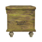 33" Brown and Green Wood Distressed Coffee Table