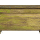33" Brown and Green Wood Distressed Coffee Table