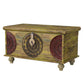 33" Brown and Green Wood Distressed Coffee Table