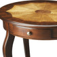 25" Brown Wood Oval Coffee Table With Drawer And Shelf