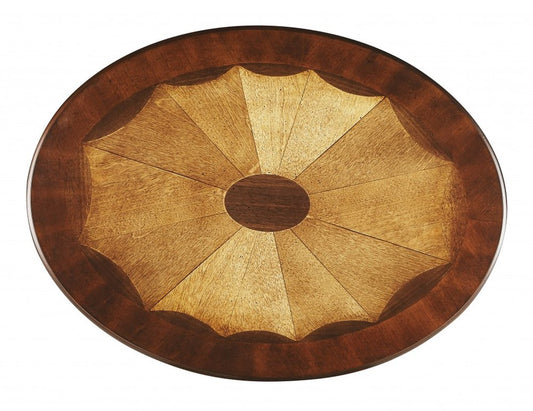 25" Brown Wood Oval Coffee Table With Drawer And Shelf