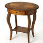 25" Brown Wood Oval Coffee Table With Drawer And Shelf