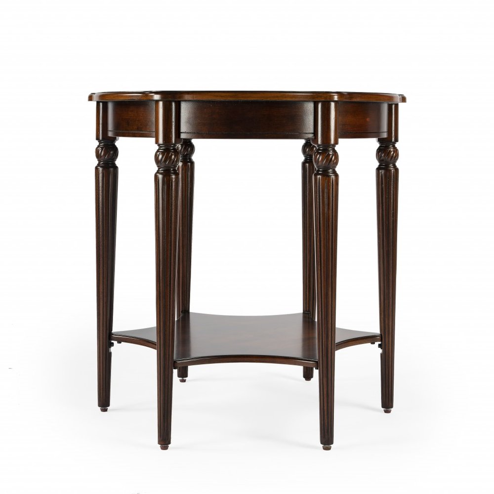 28" Brown Wood Round Coffee Table With Shelf
