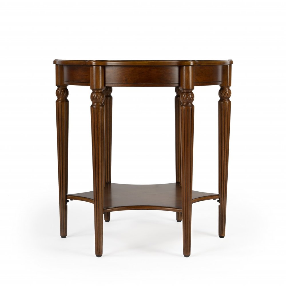 28" Brown Wood Round Coffee Table With Shelf