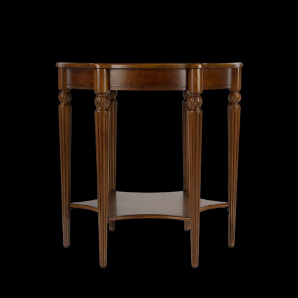 28" Brown Wood Round Coffee Table With Shelf