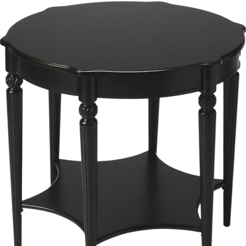 28" Brown Wood Round Coffee Table With Shelf