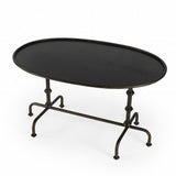 38" Silver Aluminum Oval Coffee Table
