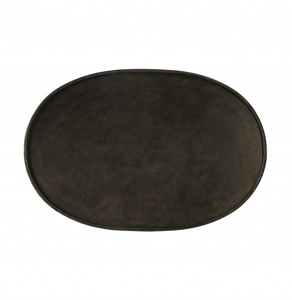 38" Silver Aluminum Oval Coffee Table