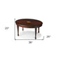38" Brown and Dark Brown Wood Oval Coffee Table